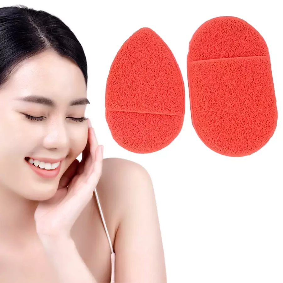 Gąbeczki do demakijażu, mycia twarzy, czerwone, 2 sztuki