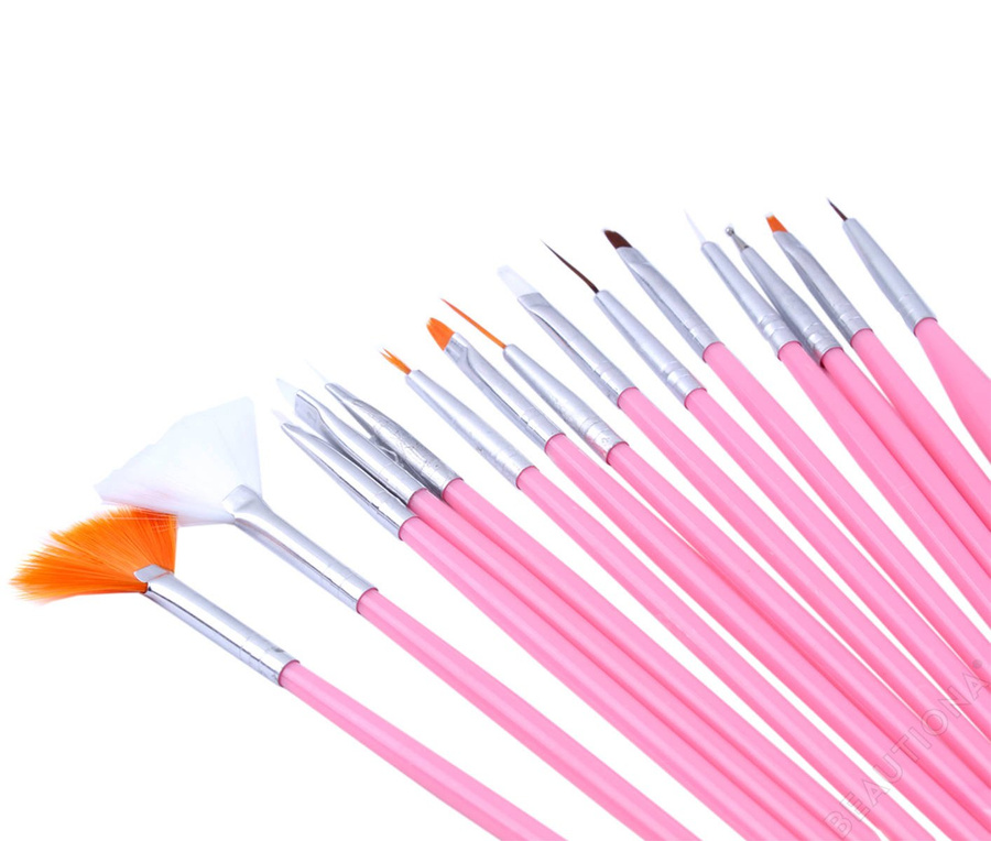 Zestaw pędzelków do żelu i zdobień 15 sztuk