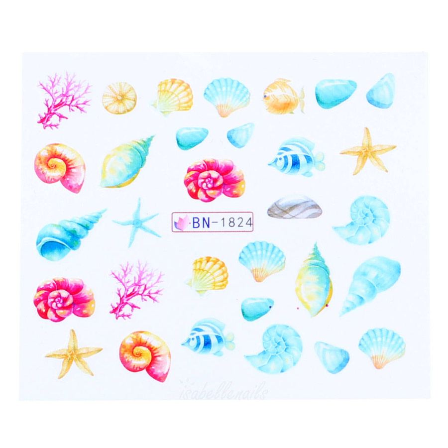 Naklejki wodne na paznokcie morskie BN-1824