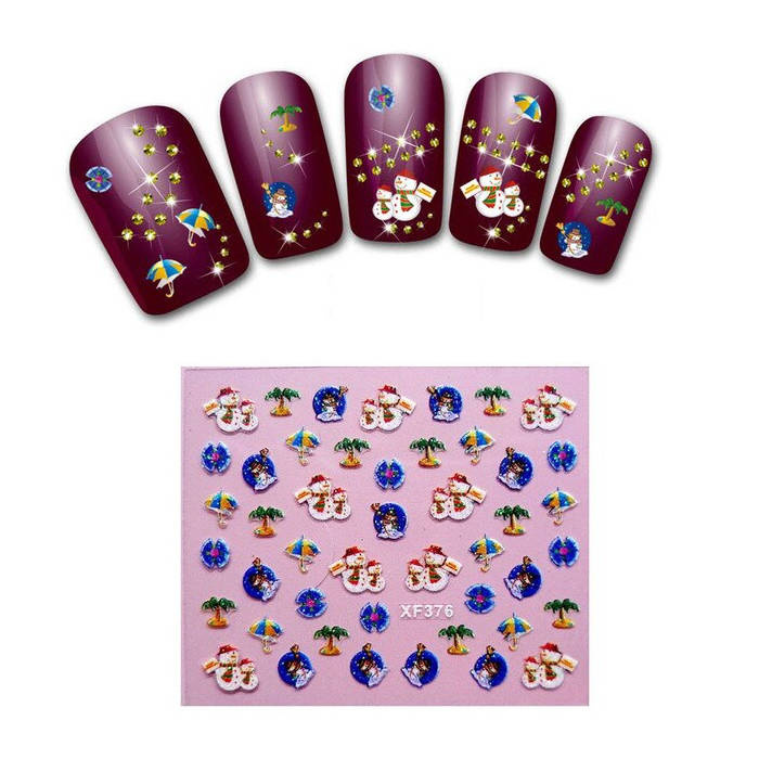 Naklejki 3D świąteczne na paznokcie XF376