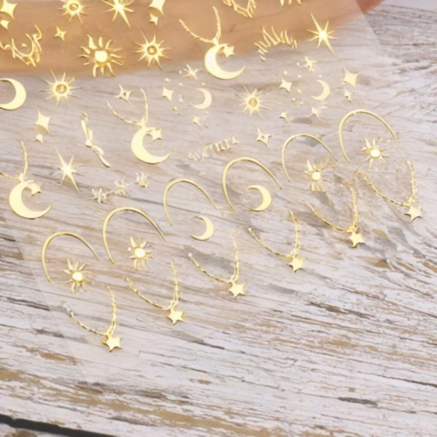 Naklejki 3D na paznokcie księżyce złote SWT - 014