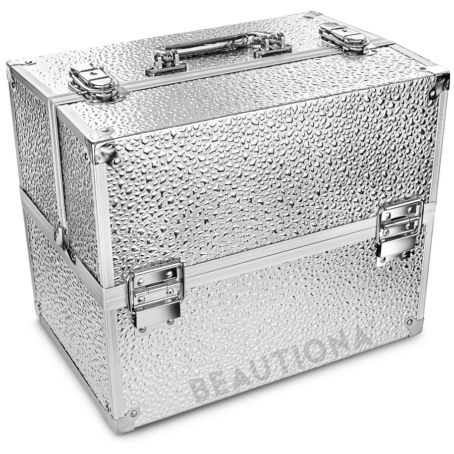 Kufer kosmetyczny na lakiery M srebrny