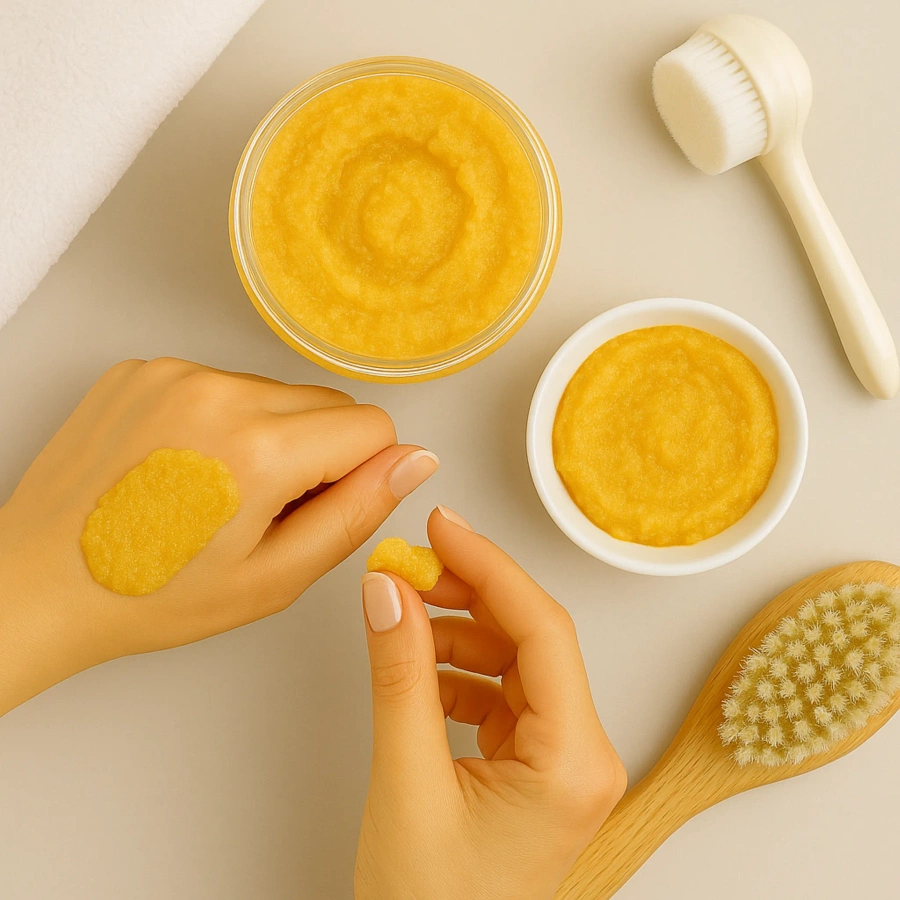 Peeling cukrowy gruboziarnisty do ciała o zapachu mango 250 ml