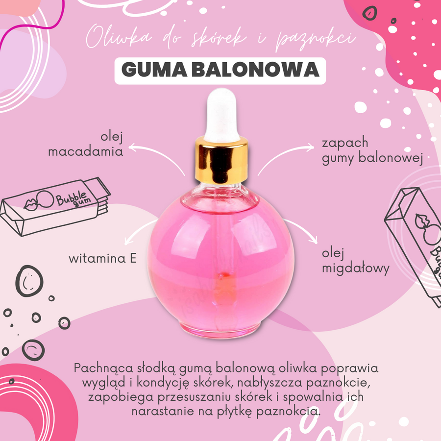 Oliwka do skórek i paznokci Bubble Gum Guma Balonowa 75 ml