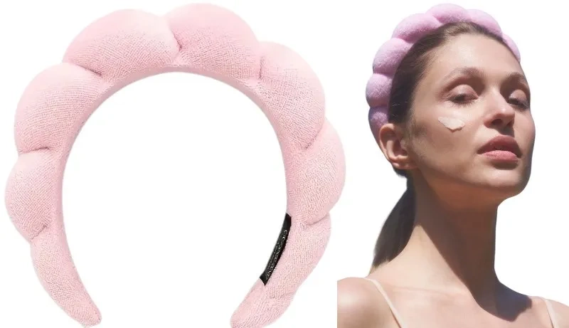 Kosmetyczna opaska do włosów chmurka różowa