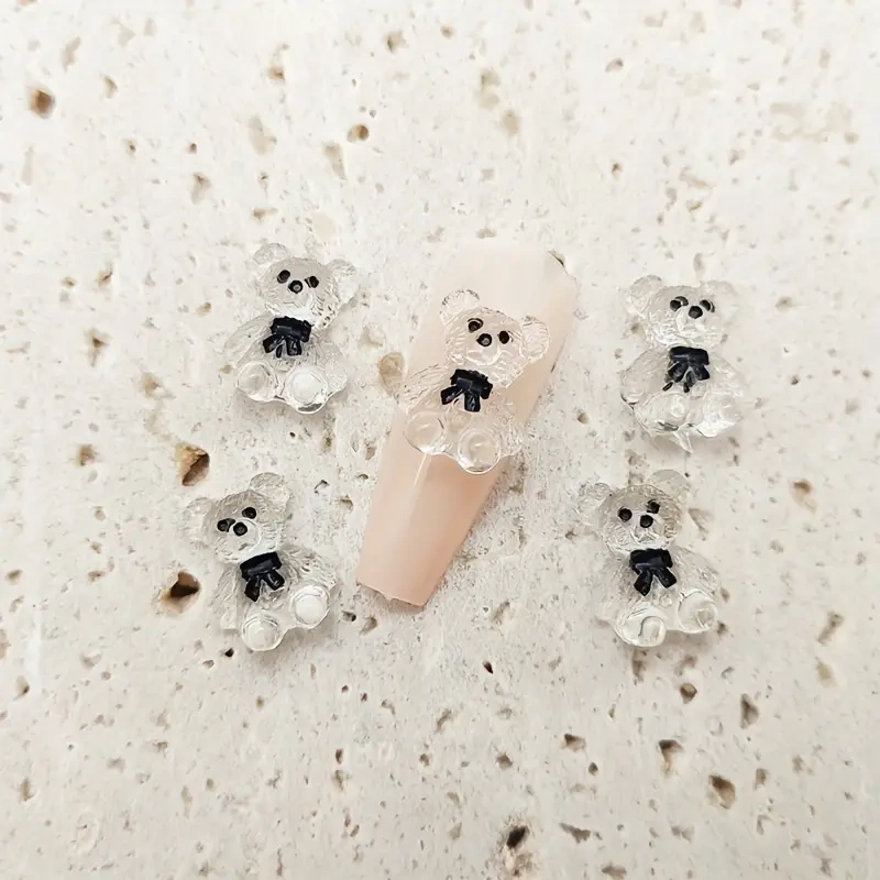 Ozdoby misie 3D do paznokci przezroczyste