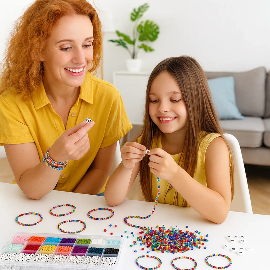 Zestaw koralików do robienia biżuterii bransoletek DIY 22,5 x 13,5 cm