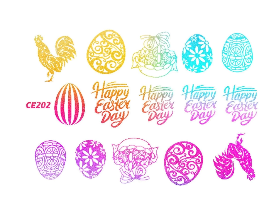 Naklejki holo wielkanocne do paznokci CE202