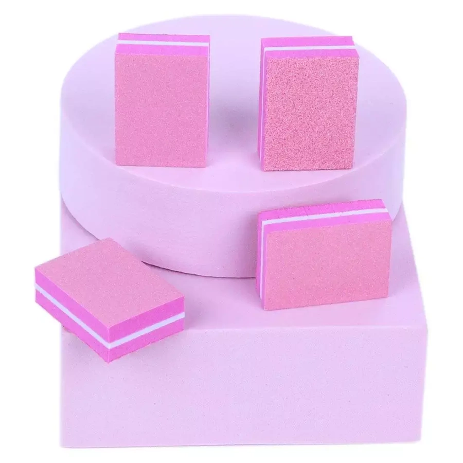 50x Mini Blok Polerski Kostka 100/180 buffer różowy