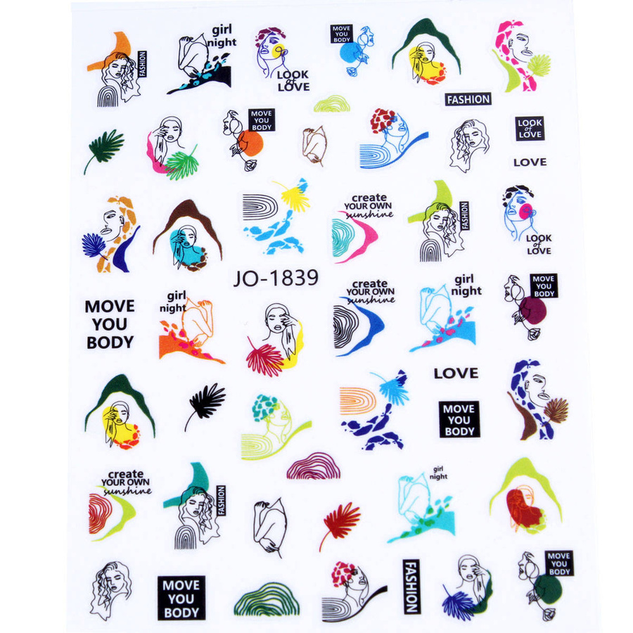 Naklejki 3D na paznokcie twarze line art JO-1839