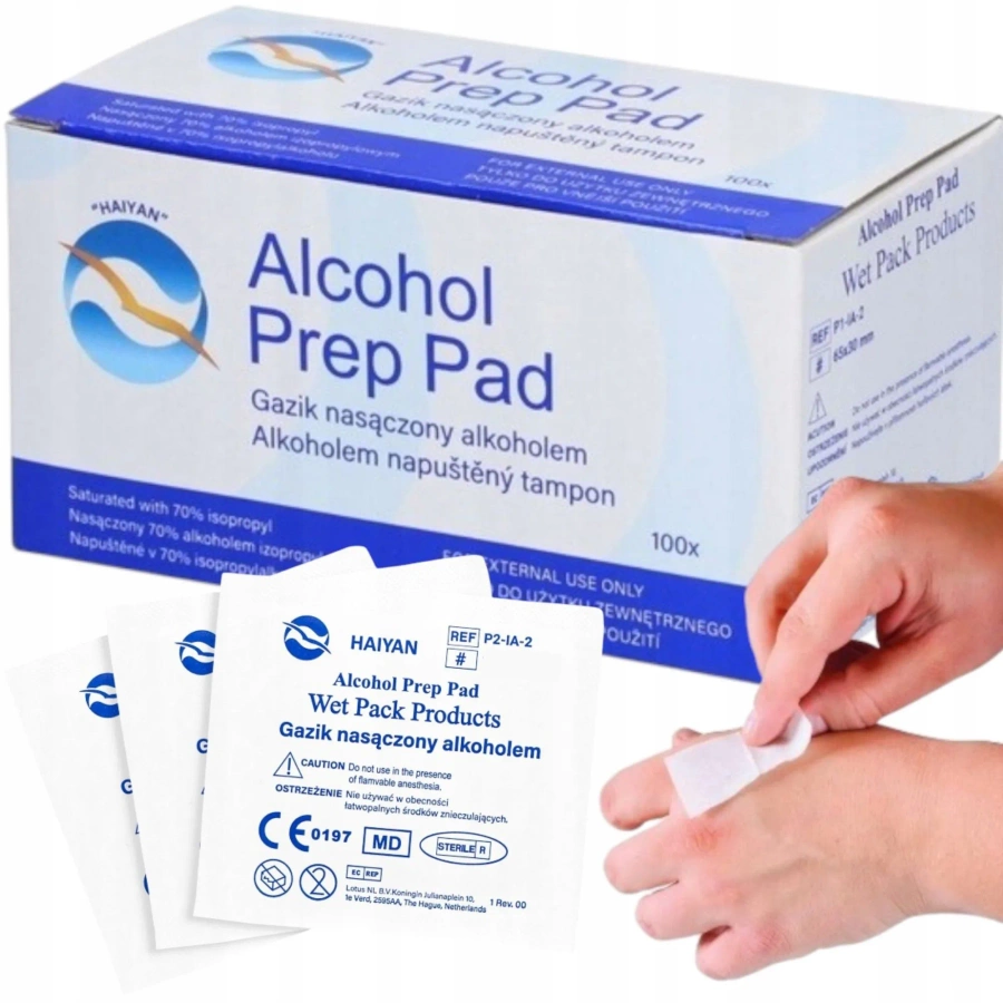 Gaziki odkażające nasączone alkoholem 100 szt.