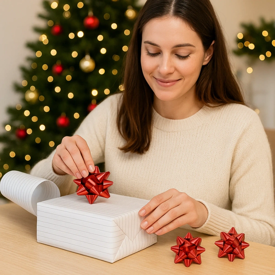 Kokardki świąteczne na prezenty samoprzylepne 4 szt.