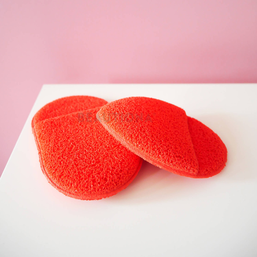 Gąbeczki do demakijażu, mycia twarzy, czerwone, 2 sztuki