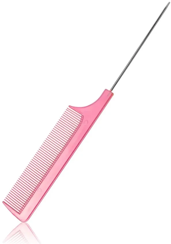 Grzebień ze szpikulcem do rozdzielania pasemek różowy