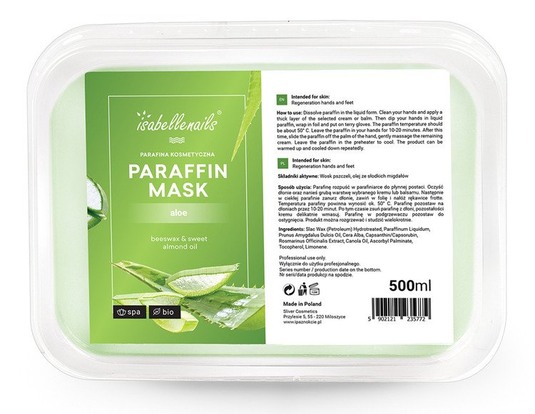 Zestaw 30x parafina kosmetyczna isabellenails aloes 500 ml