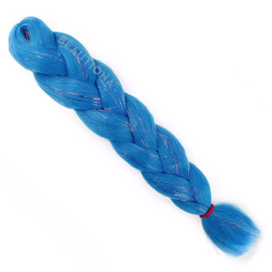 Niebieskie włosy syntetyczne do warkoczyków błyszczące