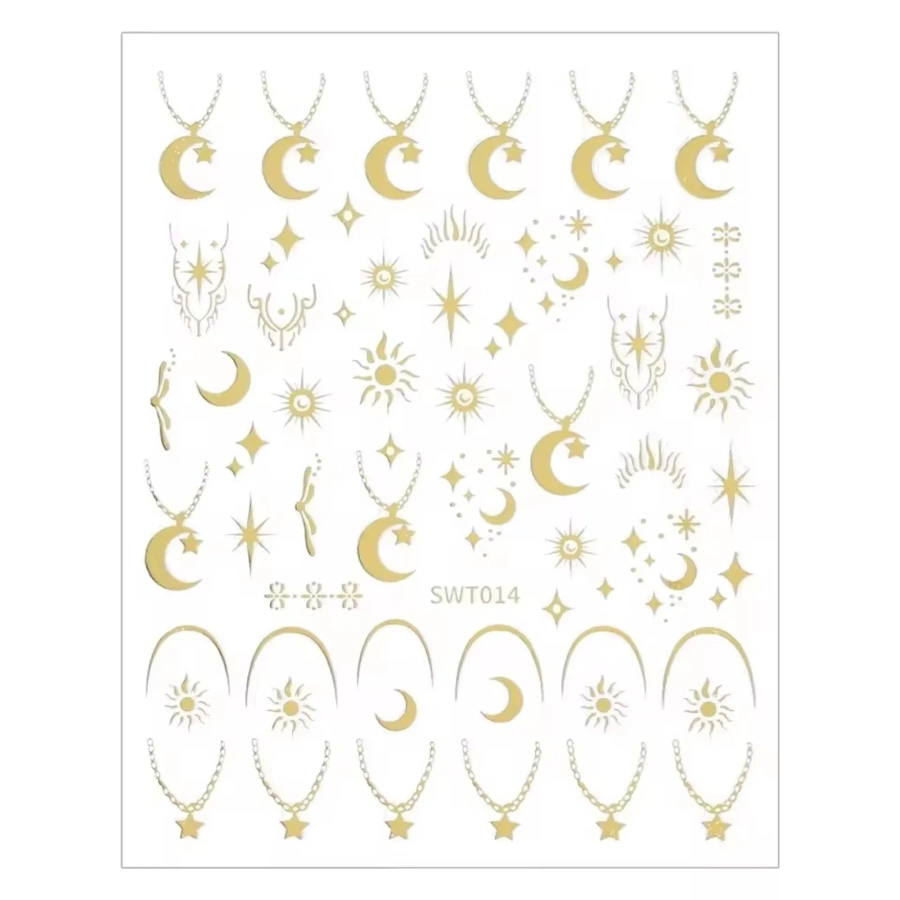 Naklejki 3D na paznokcie księżyce złote SWT - 014