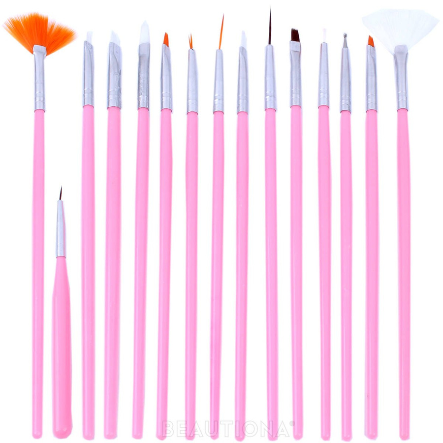 Zestaw pędzelków do żelu i zdobień 15 sztuk