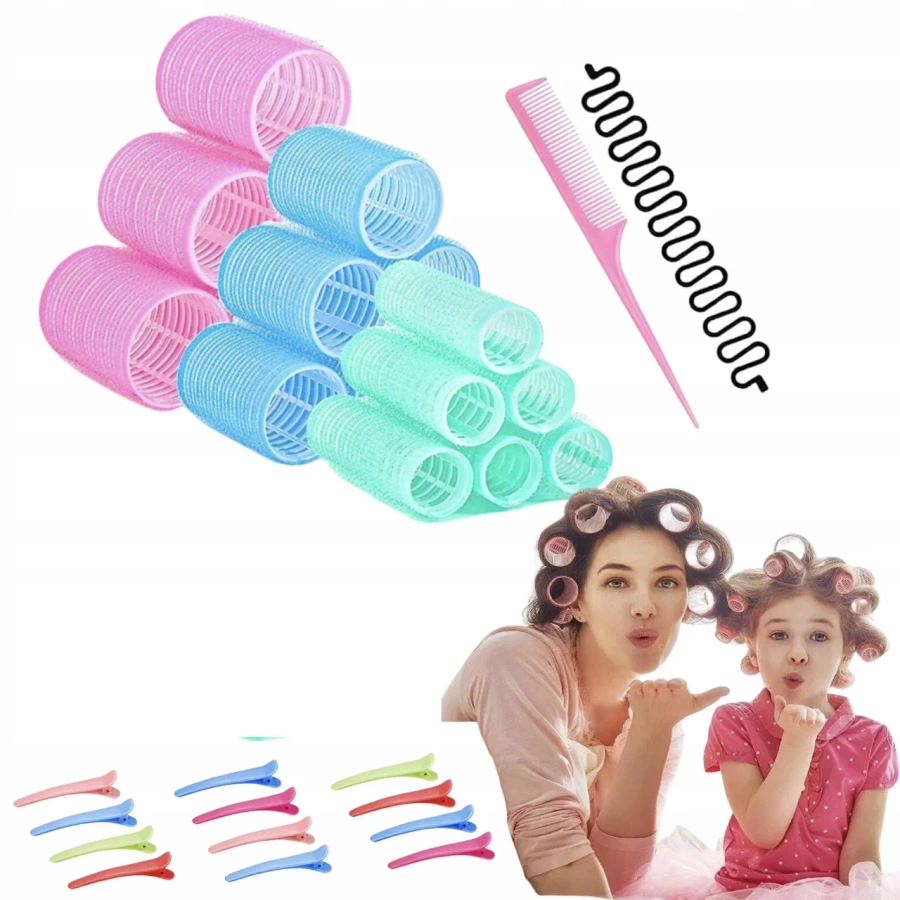 Zestaw przyborów do włosów wałki 34 elementy