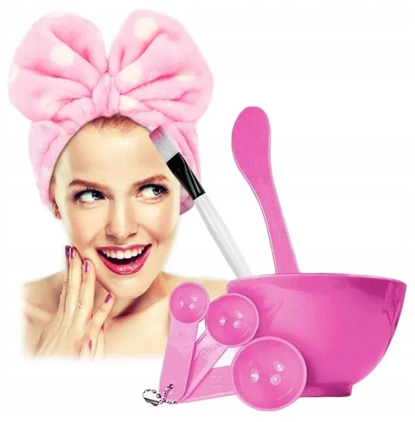 Zestaw do mieszania oraz nakładania maseczek różowy