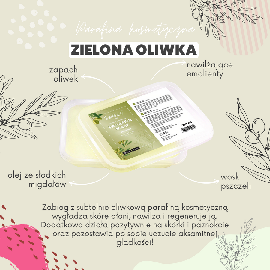 Parafina kosmetyczna isabellenails zielona oliwka 500 ml