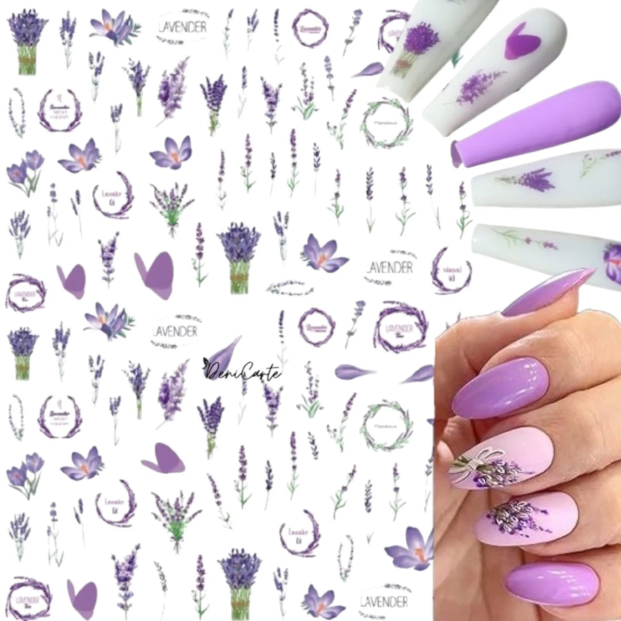 Samoprzylepne naklejki do paznokci lawenda