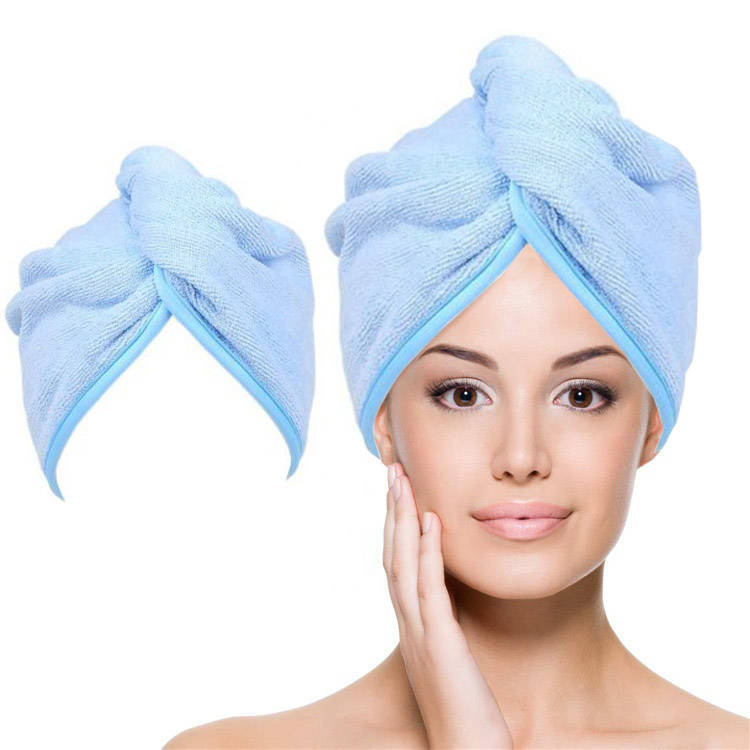 Ręcznik turban kosmetyczny do włosów niebieski polski