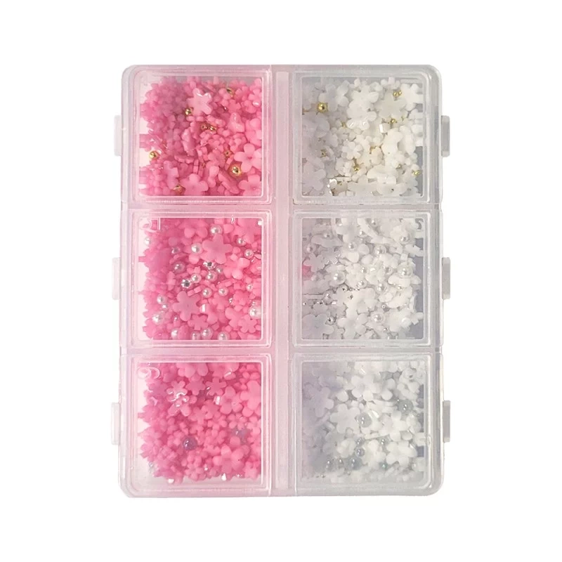 Mix ozdób 3D do paznokci w kasetce