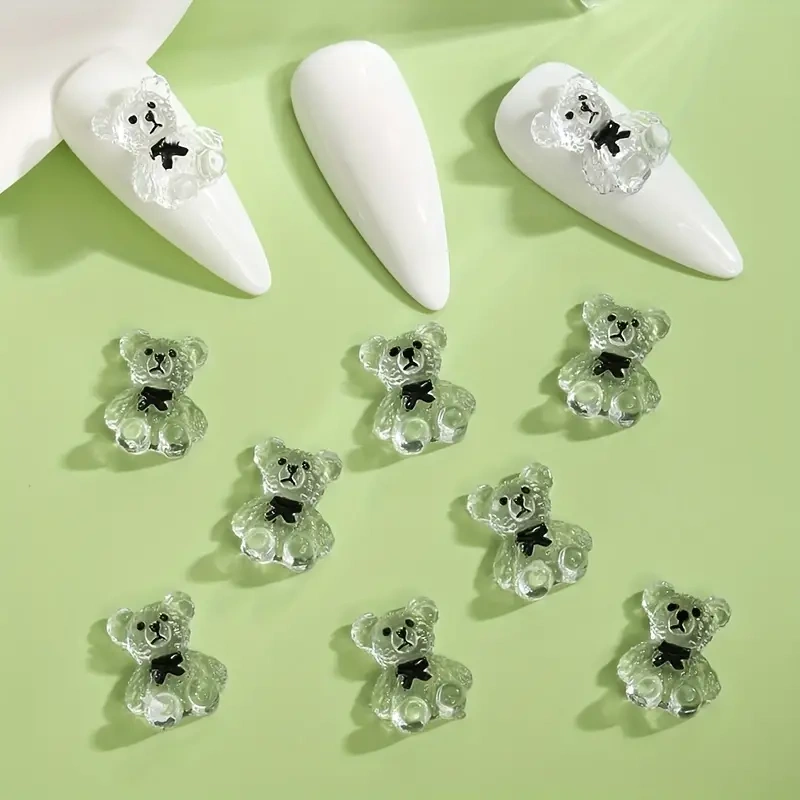 Ozdoby misie 3D do paznokci przezroczyste