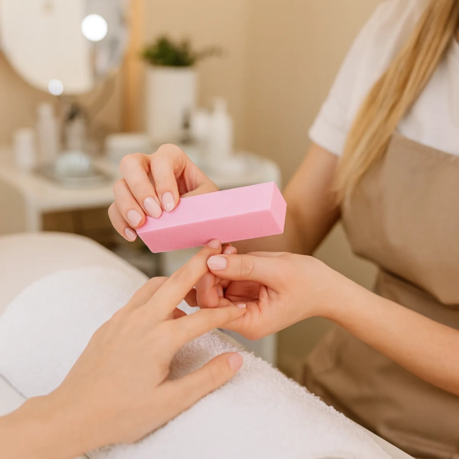 Blok polerski do paznokci kostka 100/100 różowy – trwały zestaw 10 sztuk