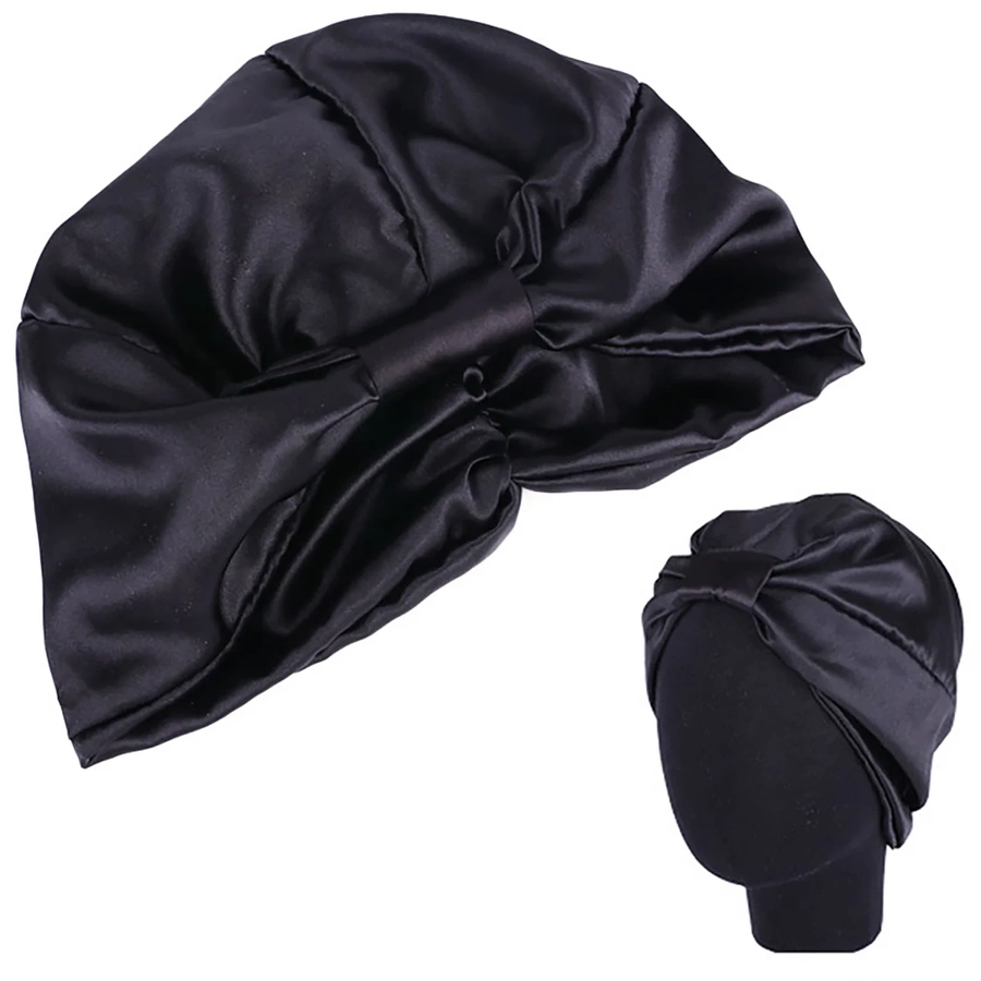 Czepek do włosów na noc do spania czarny