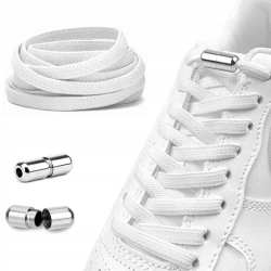 Sznurowadła białe bez wiązania elastyczne samozaciskowe