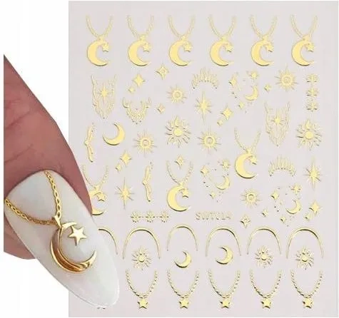 Naklejki 3D na paznokcie księżyce złote SWT - 014