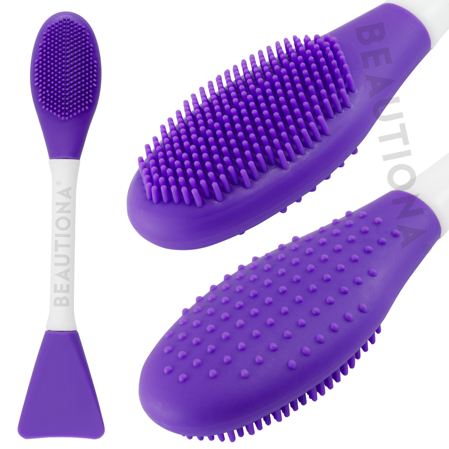 Dwustronna silikonowa szczoteczka do maseczek, fioletowa