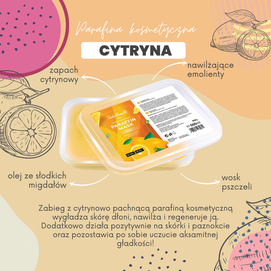 Zestaw 30x parafina kosmetyczna isabellenails cytryna 500 ml
