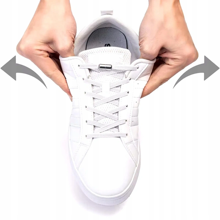 Sznurowadła białe bez wiązania elastyczne samozaciskowe