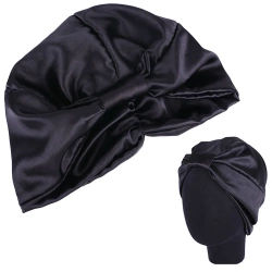 Czepek do włosów na noc do spania czarny